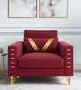 Carson Velvet Fabric 1 Seater Sofa In Maroon Color