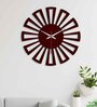 Cart Wheel Shape Brown Wood & Mdf Wall Clock