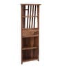 Cartesian Sheesham Wood Corner Bookshelf in Rustic Teak Finish