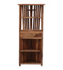 Cartesian Sheesham Wood Corner Bookshelf in Rustic Teak Finish