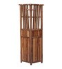 Cartesian Sheesham Wood Corner Bookshelf in Rustic Teak Finish