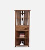 Cartesian Sheesham Wood Corner Bookshelf in Rustic Teak Finish
