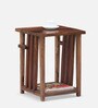 Cartesian Sheesham Wood End Table in Rustic Teak Finish