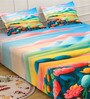 Cartoon Characters 7D King Size Cotton Blend Double Bedsheet with 2 Pillow Covers