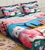 Cartoon Characters 7D King Size Cotton Blend Double Bedsheet with 2 Pillow Covers