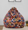 Cartoon Print XXXL Fabric Bean Bag with Beans in Orange Colour