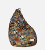 Cartoon Print XXXL Fabric Bean Bag with Beans in Yellow Colour