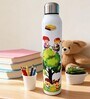 Cartoon Printed Long Water Bottle with Steel Cap, 750 ml