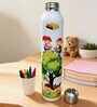 Cartoon Printed Long Water Bottle with Steel Cap, 750 ml