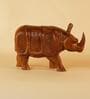 Carved Rhino Brown Solid Wood Showpiece
