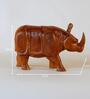 Carved Rhino Brown Solid Wood Showpiece