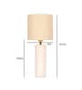 Carved (Way Beige Fabric Shade Table Led Lamp with White Base)