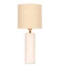 Carved (Way Beige Fabric Shade Table Led Lamp with White Base)