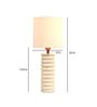 Carved-Way White Fabric Shade Table LED Lamp With White Base