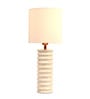 Carved-Way White Fabric Shade Table LED Lamp With White Base