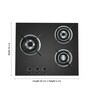 Carysil 3 Brass Burners Automatic Glass Hob (Model No: Salsa 60-3) (Black)