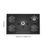 Carysil 5 Brass Burners Automatic Glass Hob (Model No: PASSILO 5-90)