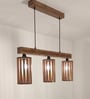 Casa 3 Lights Brown Solid Wood Linear Chandelier Cluster Hanging Light