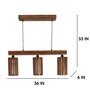 Casa 3 Lights Brown Solid Wood Linear Chandelier Cluster Hanging Light