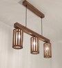 Casa 3 Lights Brown Solid Wood Linear Chandelier Cluster Hanging Light