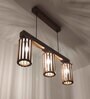 Casa 3 Lights Brown Solid Wood Linear Chandelier Cluster Hanging Light