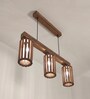 Casa 3 Lights Brown Solid Wood Linear Chandelier Cluster Hanging Light