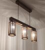 Casa 3 Lights Brown Solid Wood Linear Chandelier Cluster Hanging Light
