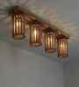 Casa 4 Lights Brown Solid Wood Flush Mounted Ceiling Light