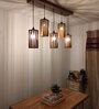 Casa 5 Lights Brown Solid Wood Linear Chandelier Cluster Hanging Light