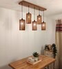 Casa 5 Lights Brown Solid Wood Linear Chandelier Cluster Hanging Light