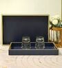 Casa Gold Ink Blue Leather Tray