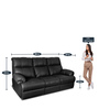 Casa Leatherette Manual 3 Seater Recliner in Black Colour