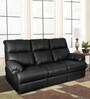 Casa Leatherette Manual 3 Seater Recliner in Black Colour