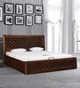 By HomeTown Casablanca Solid Wood Queen Size Bed in Walnut Finish with Hydraulic Storage