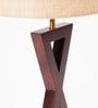 Corner Beige Natural Fiber Shade Night Lamp With Mango wood Base