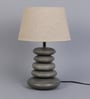 Jieun White Fabric Shade Table Lamp With White Base -