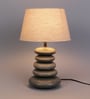 Jieun White Fabric Shade Table Lamp With White Base -