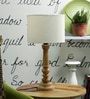 La Paz Table Lamp in White with Brown Base -