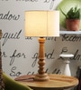 La Paz Table Lamp in White with Brown Base -