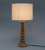 La Paz Table Lamp in White with Brown Base -