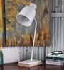 Hertz White Study Lamp With Wood & Metal Base