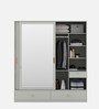 Casada 2 Door Sliding Wardrobe With Mirror & Drawer In Pumic Grey Finish