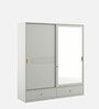 Casada 2 Door Sliding Wardrobe With Mirror & Drawer In Pumic Grey Finish