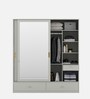 Casada 2 Door Sliding Wardrobe With Mirror & Drawer In Pumic Grey Finish