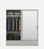 Casada 2 Door Sliding Wardrobe With Mirror & Drawer In Pumic Grey Finish