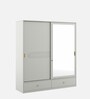 Casada 2 Door Sliding Wardrobe With Mirror & Drawer In Pumic Grey Finish