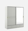Casada 2 Door Sliding Wardrobe With Mirror & Drawer In Pumic Grey Finish
