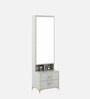 Casada Dressing Table With Hidden Mirror Storage In Pumic Grey Finish Casada Dressing Table With Hidden Mirror Storage In Pumic Grey Finish