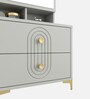 Casada Dressing Table With Hidden Mirror Storage In Pumic Grey Finish