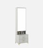 Casada Dressing Table With Hidden Mirror Storage In Pumic Grey Finish